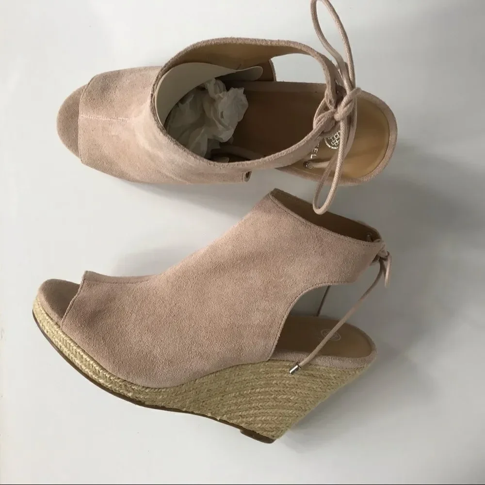 Laurie Felt Suede Peep-Toe Wedge